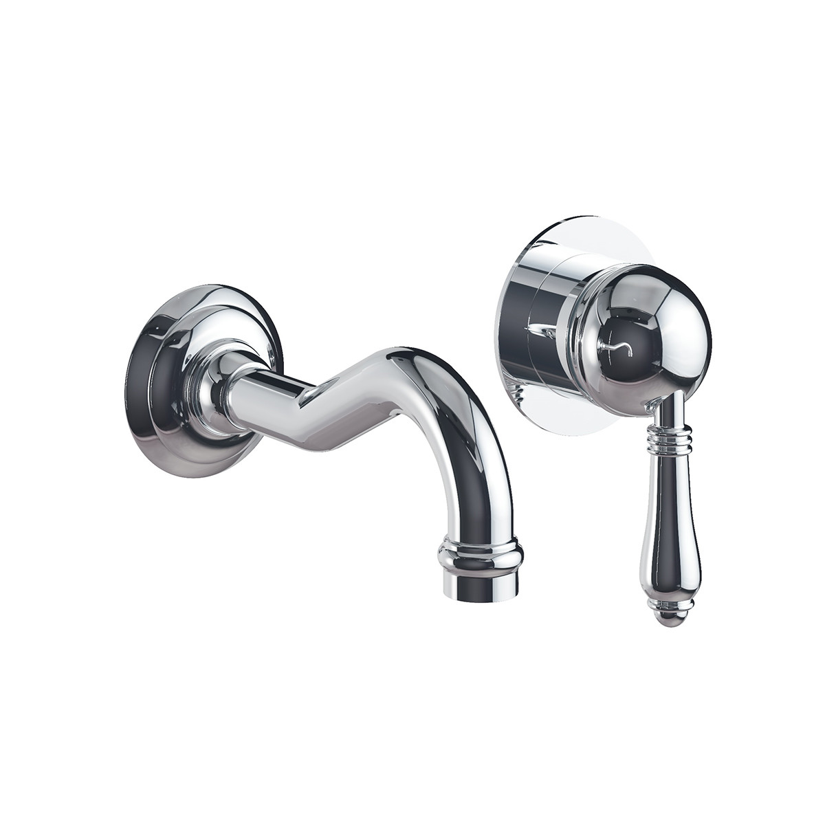 Regal Wall Mount Mixer Brushed Nickel / Black Porcelain Lever
