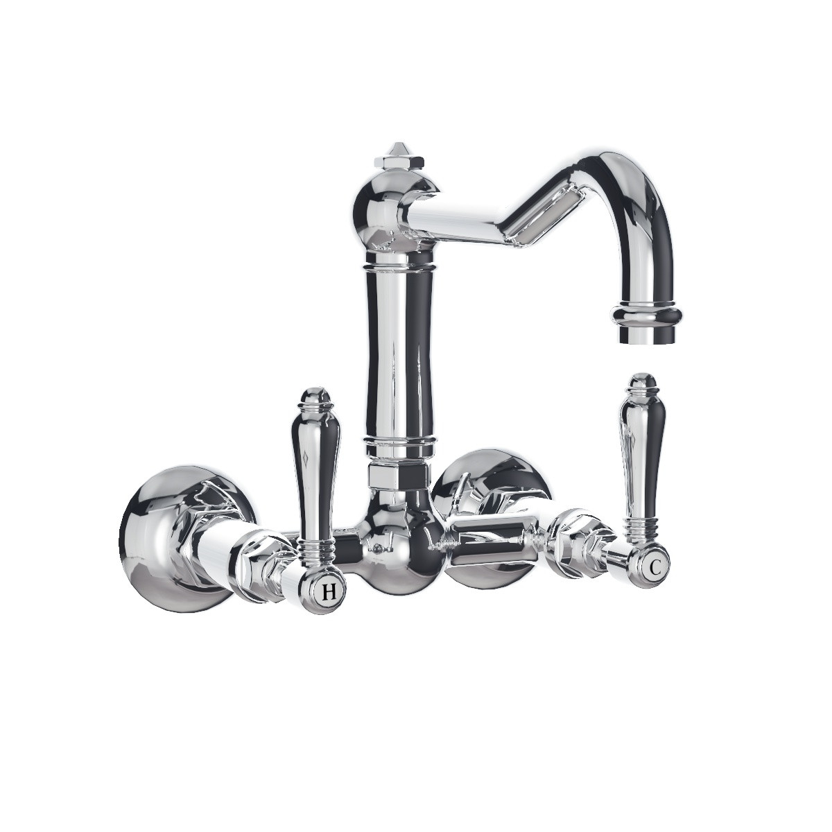 Regal Wall Mount Swivel Mixer Brushed Nickel / Antique Handle