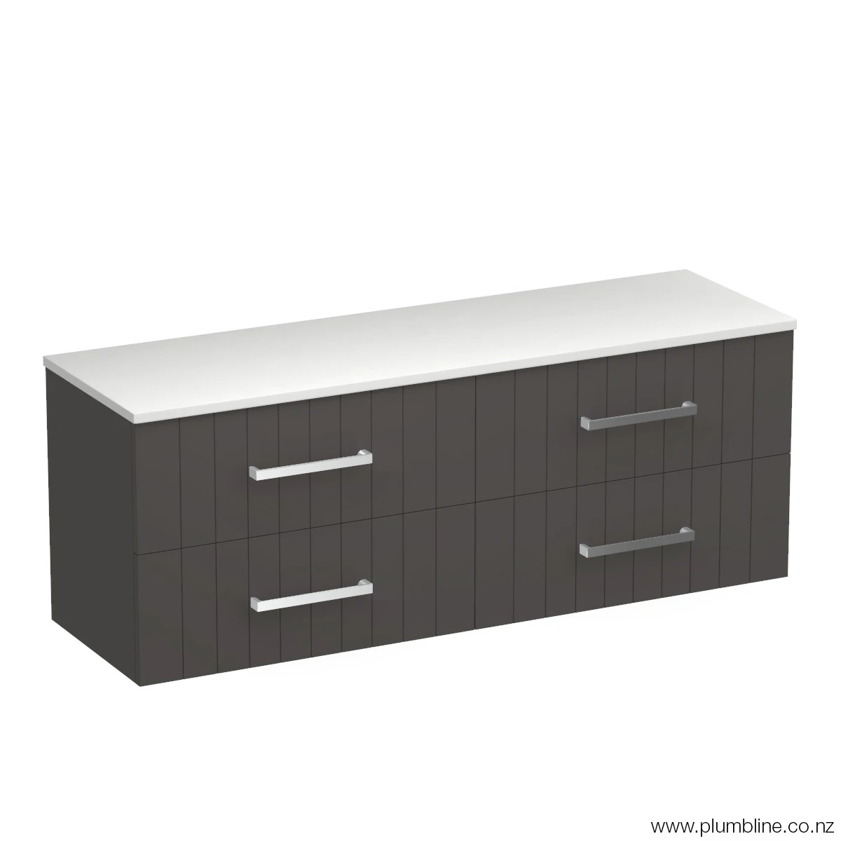 Linea Opaco 1500 4 Drawer Wall Vanity Centre Basin Concrete Grey / Lana Grey