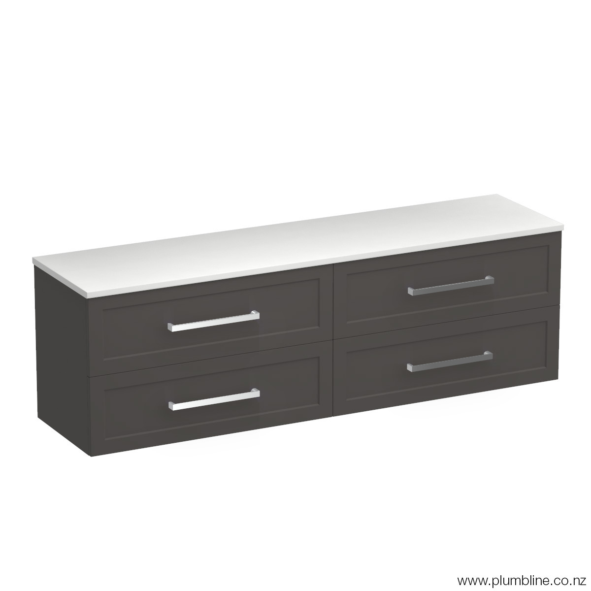 Hampton Opaco 1800 4 Drawer Wall Vanity Double Basin Matt White / Lana Grey