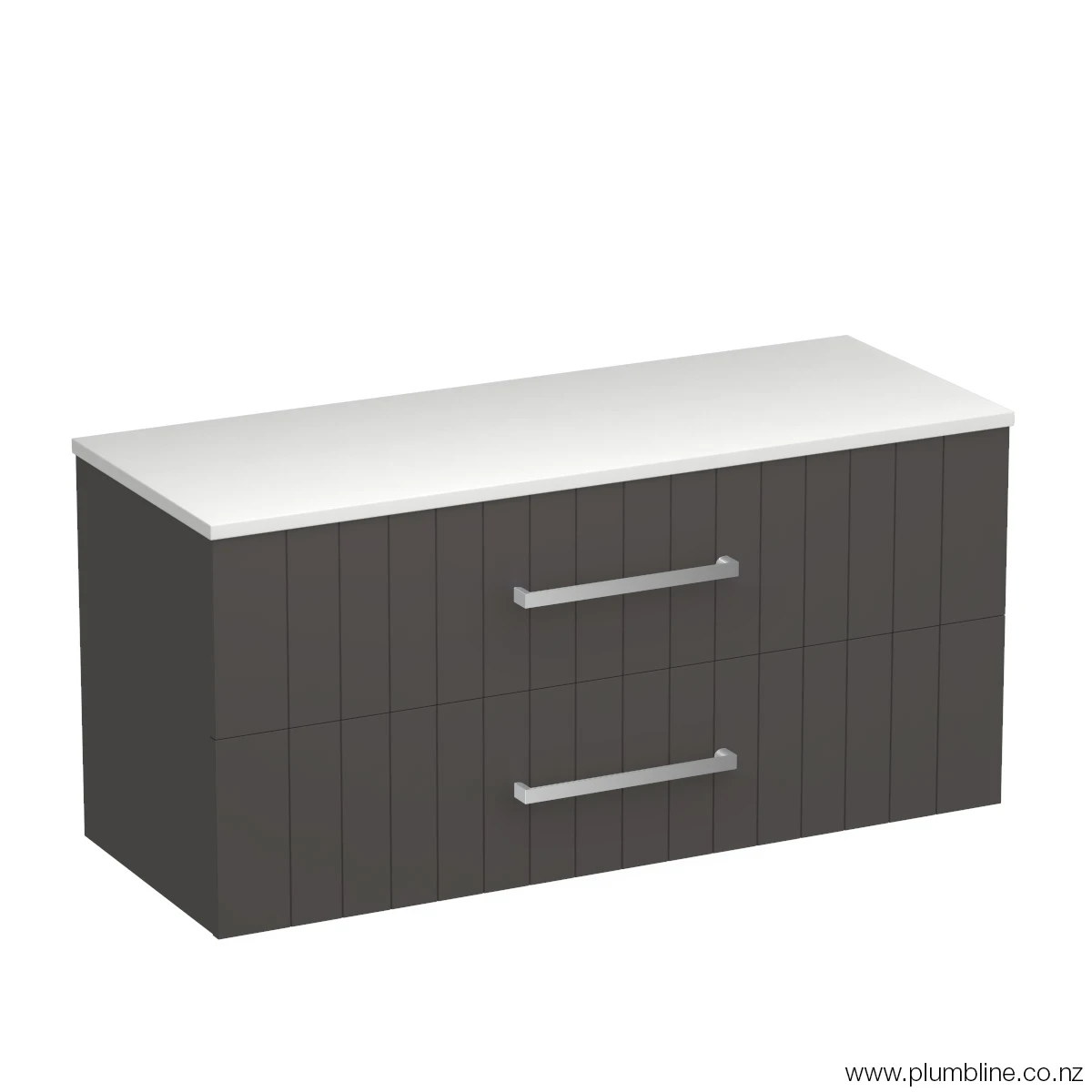 Linea Opaco 1200 2 Drawer Wall Vanity Centre Basin Concrete Grey / Lana Grey