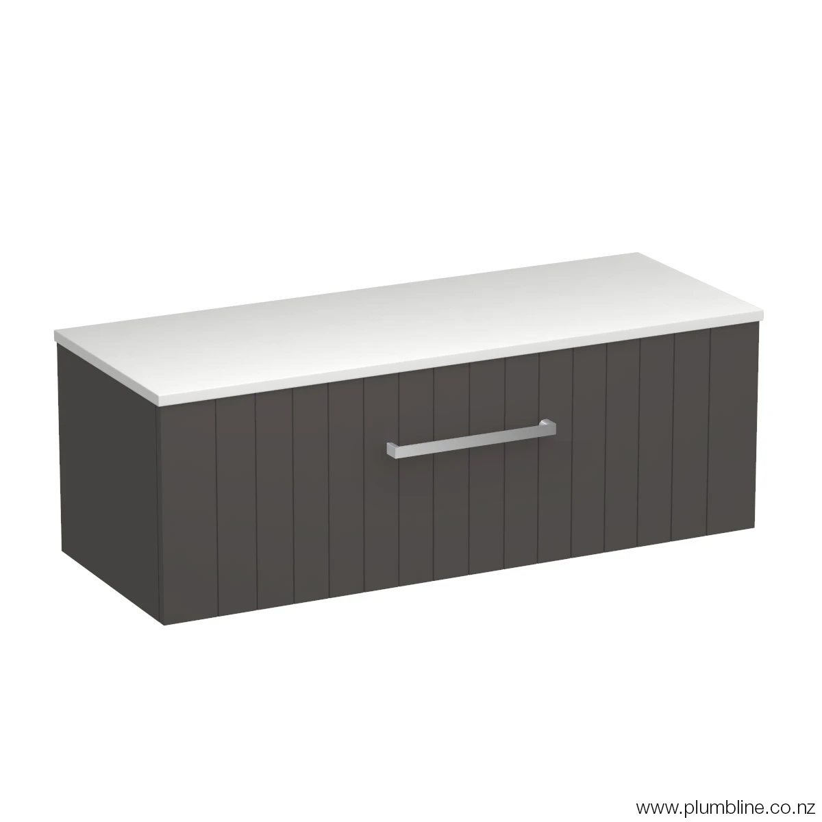 Linea Opaco 1200 1 Drawer Wall Vanity Right Basin White Carrara / Atmoss