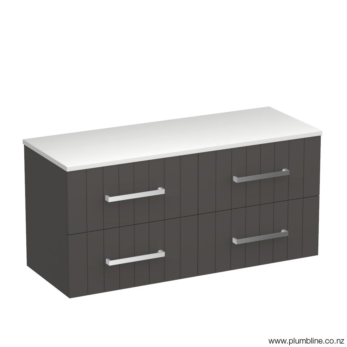 Linea Opaco 1200 4 Drawer Wall Vanity Centre Basin Matt White / Tahoe Walnut