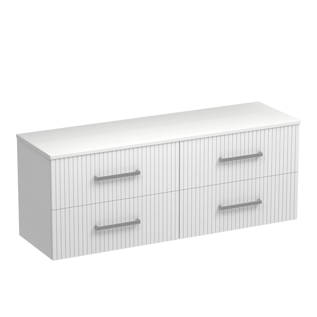 Lima Opaco 1500 4 Drawer Wall Vanity Left Basin Matt White / Lana Grey