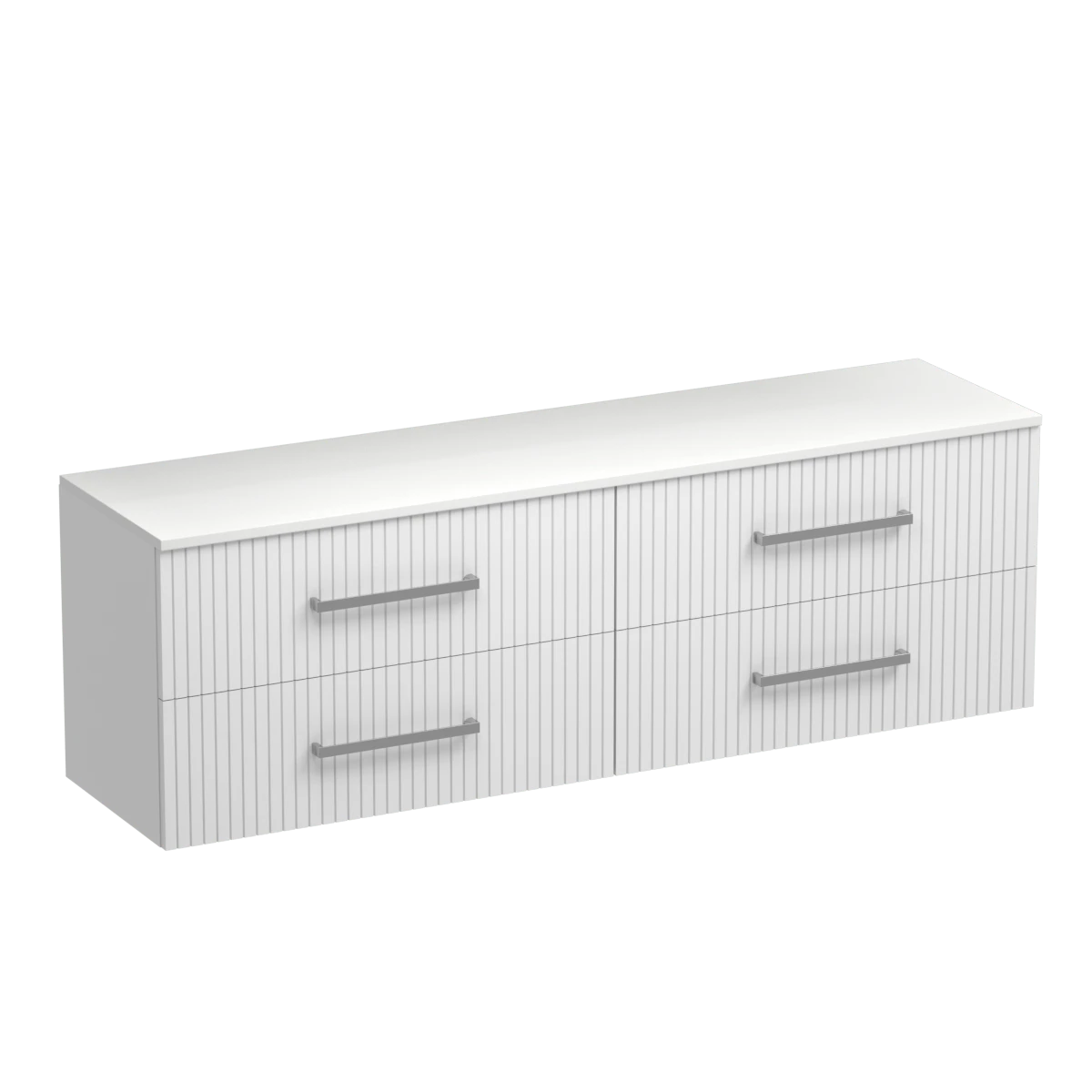 Lima Opaco 1800 4 Drawer Wall Vanity Left Basin Matt White / Lana Grey