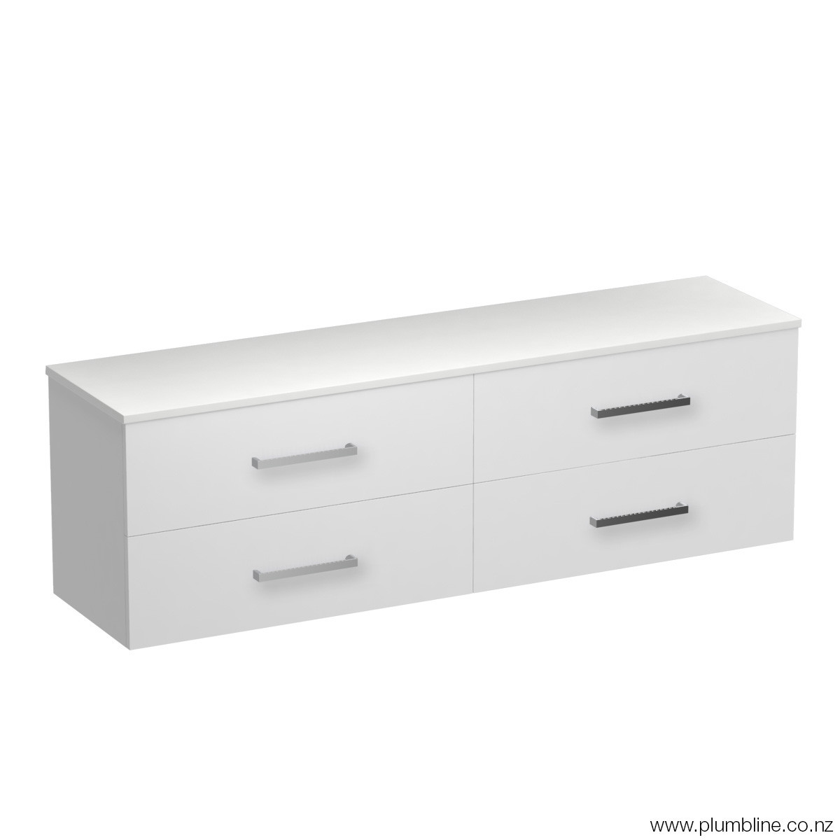 Reflex Opaco 1800 4 Drawer Wall Vanity Centre Basin Matt White / Black Bark