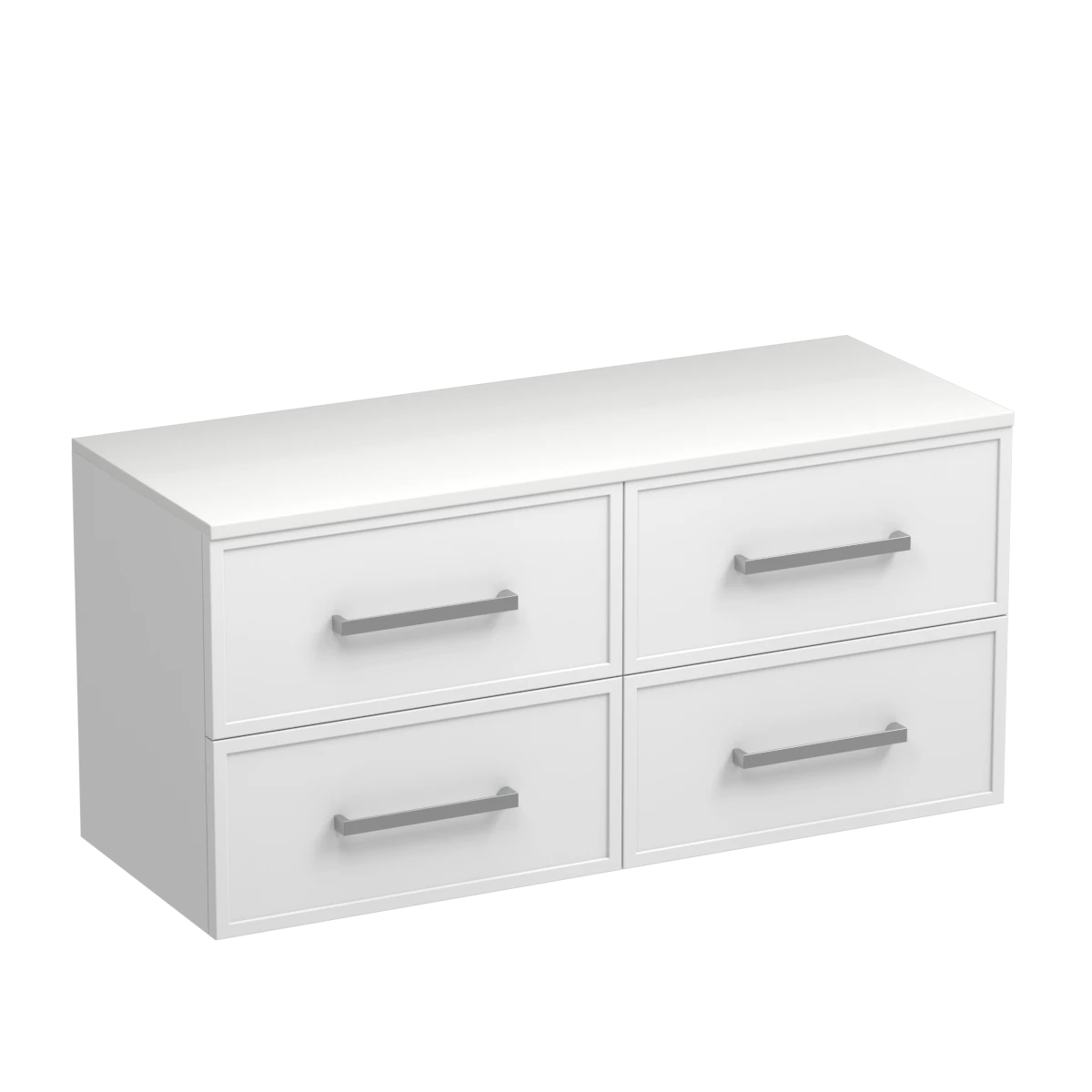 Nordic Opaco 1200 4 Drawer Wall Vanity Centre Basin White Carrara / Atmoss