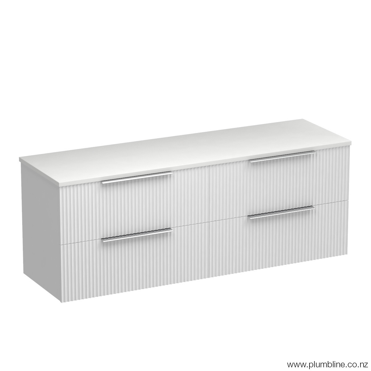 Forma Opaco 1500 4 Drawer Wall Vanity Centre Basin Matt White / Tahoe Walnut