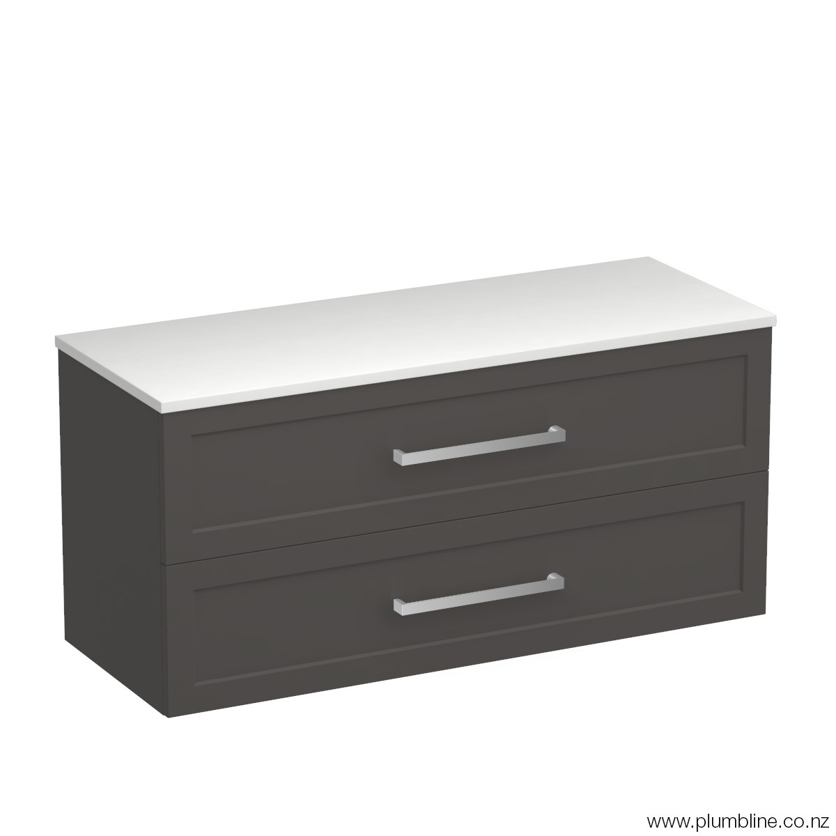 Hampton Opaco 1200 2 Drawer Wall Vanity Right Basin Concrete Grey / Lana Grey