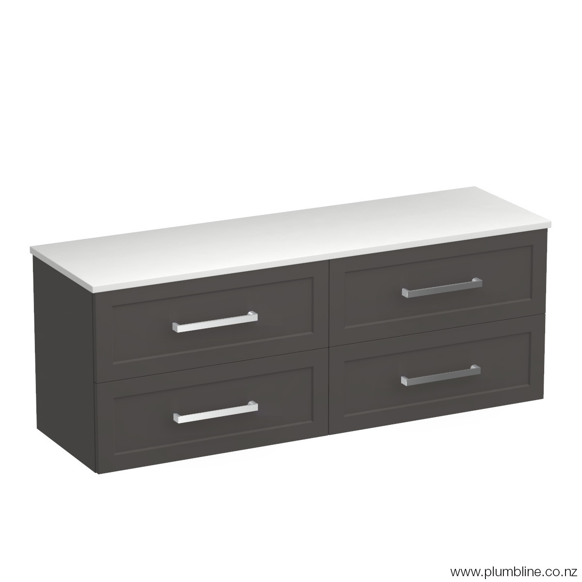 Hampton Opaco 1500 4 Drawer Wall Vanity Centre Basin Matt White / Atmoss