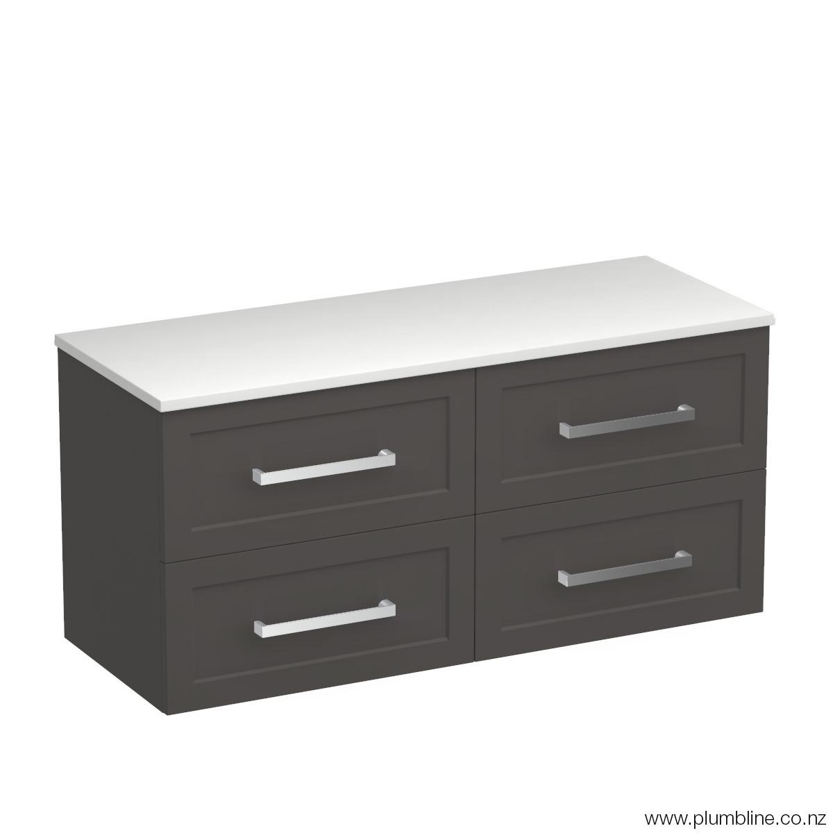 Hampton Opaco 1200 4 Drawer Wall Vanity Centre Basin Concrete Grey / Atmoss