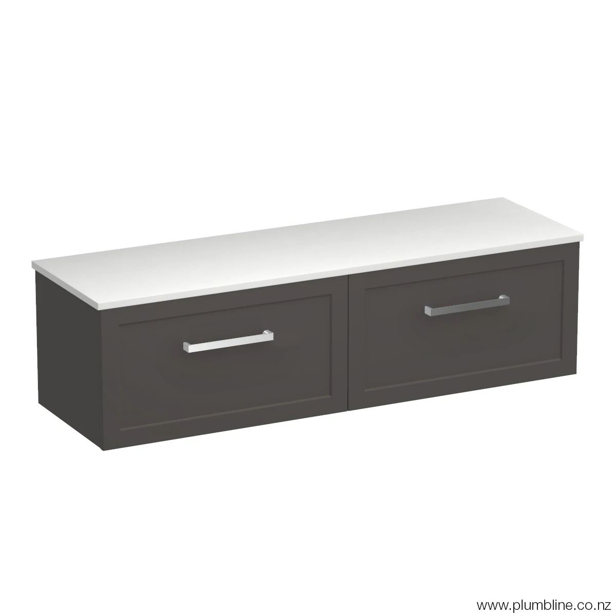 Hampton Opaco 1500 2 Drawer Wall Vanity Double Basin Matt White / Lana Grey