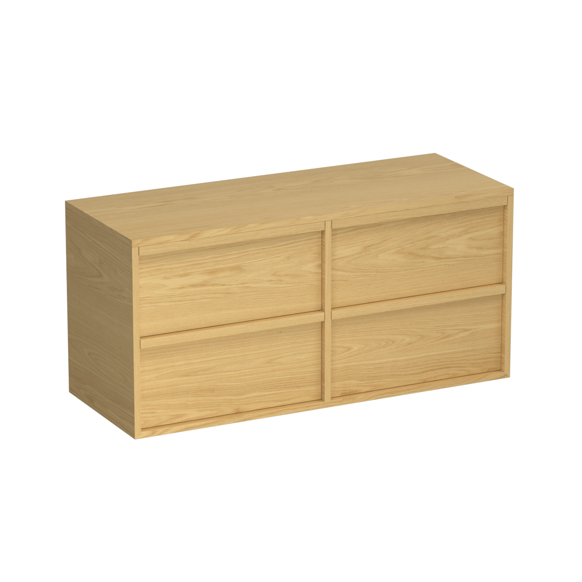 Alma Legno 1200 4 Drawer Wall Vanity Double Basin Birch