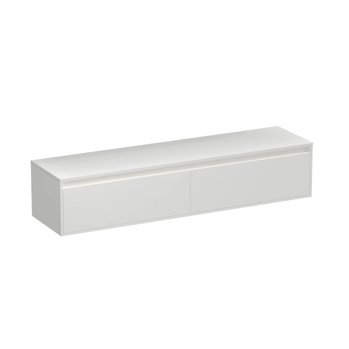 Prava Opaco 1800 2 Drawer Wall Vanity Centre Basin Matt White / Black/Sovereign Oak