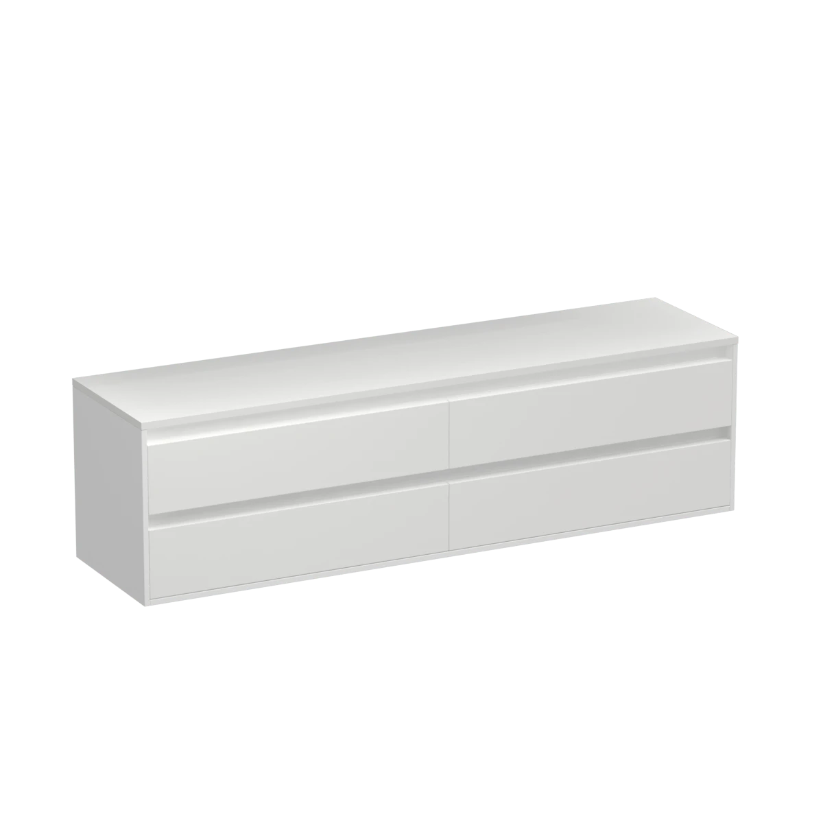 Prava Opaco 1800 4 Drawer Wall Vanity Centre Basin Matt White / Sovereign Oak