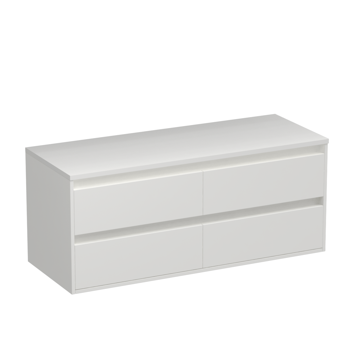 Prava Opaco 1200 4 Drawer Wall Vanity Centre Basin Matt White / Tusk