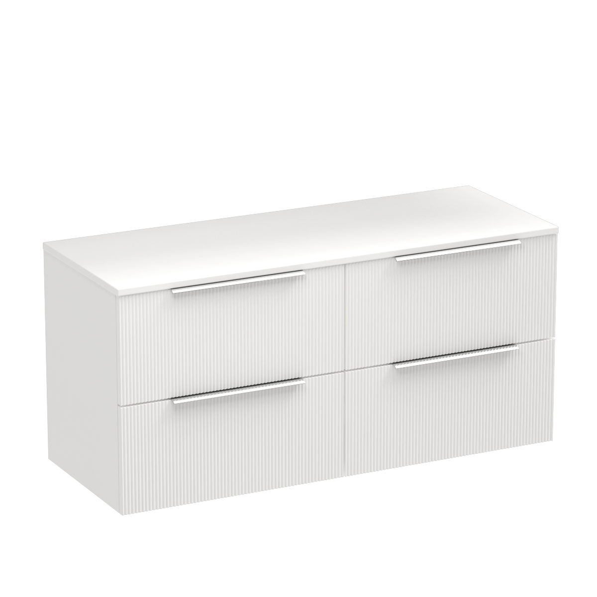 Ava Opaco 1200 4 Drawer Wall Vanity Centre Basin Concrete Grey / Methven Oak