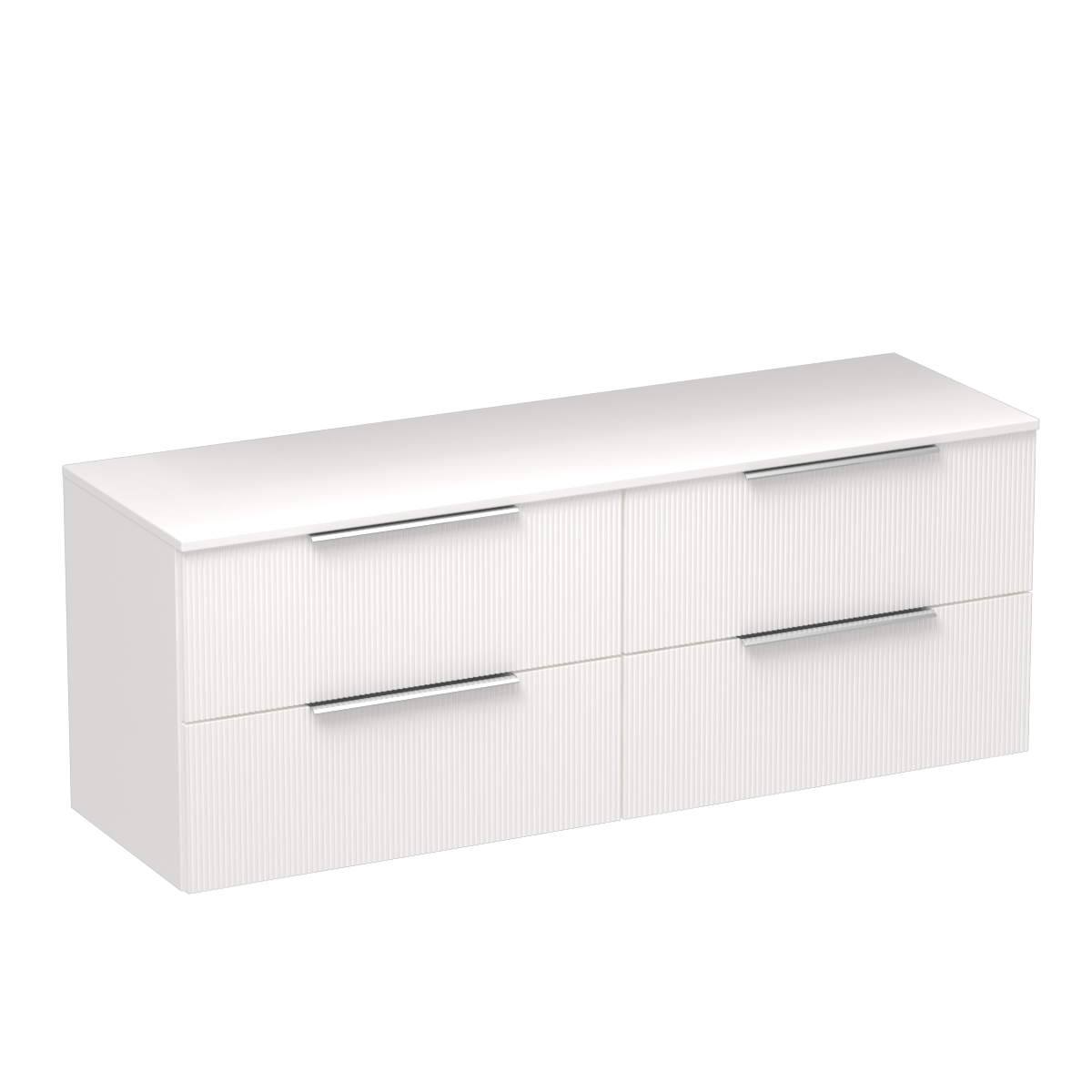 Ava Opaco 1500 4 Drawer Wall Vanity Left Basin Matt White / White