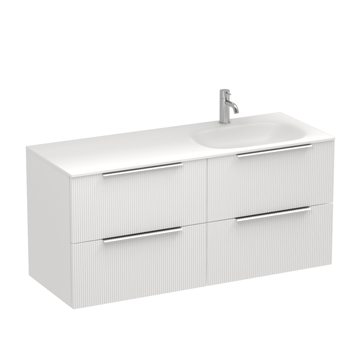 Ava Spio 1200 4 Drawer Wall Vanity Right Basin Lana Grey