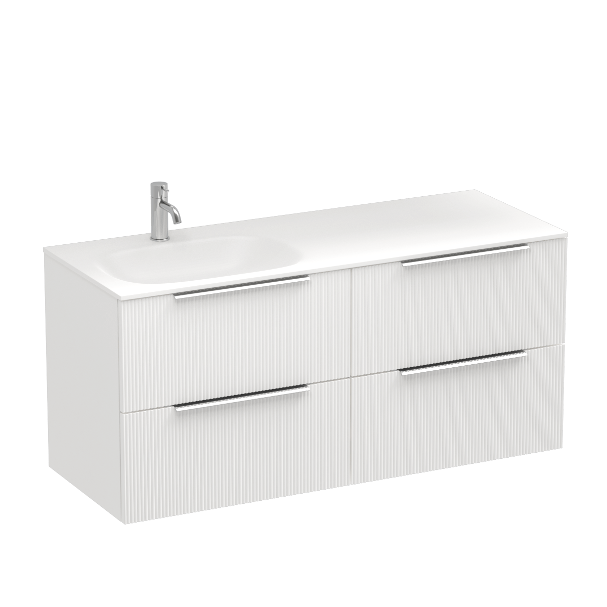 Ava Spio 1200 4 Drawer Wall Vanity Left Basin Lana Grey