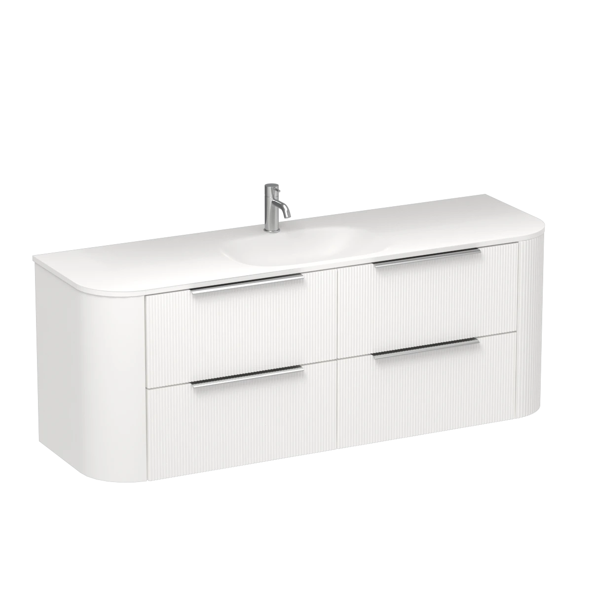 Ava Curve Spio 1500 4 Drawer Centre Vanity Lana Grey