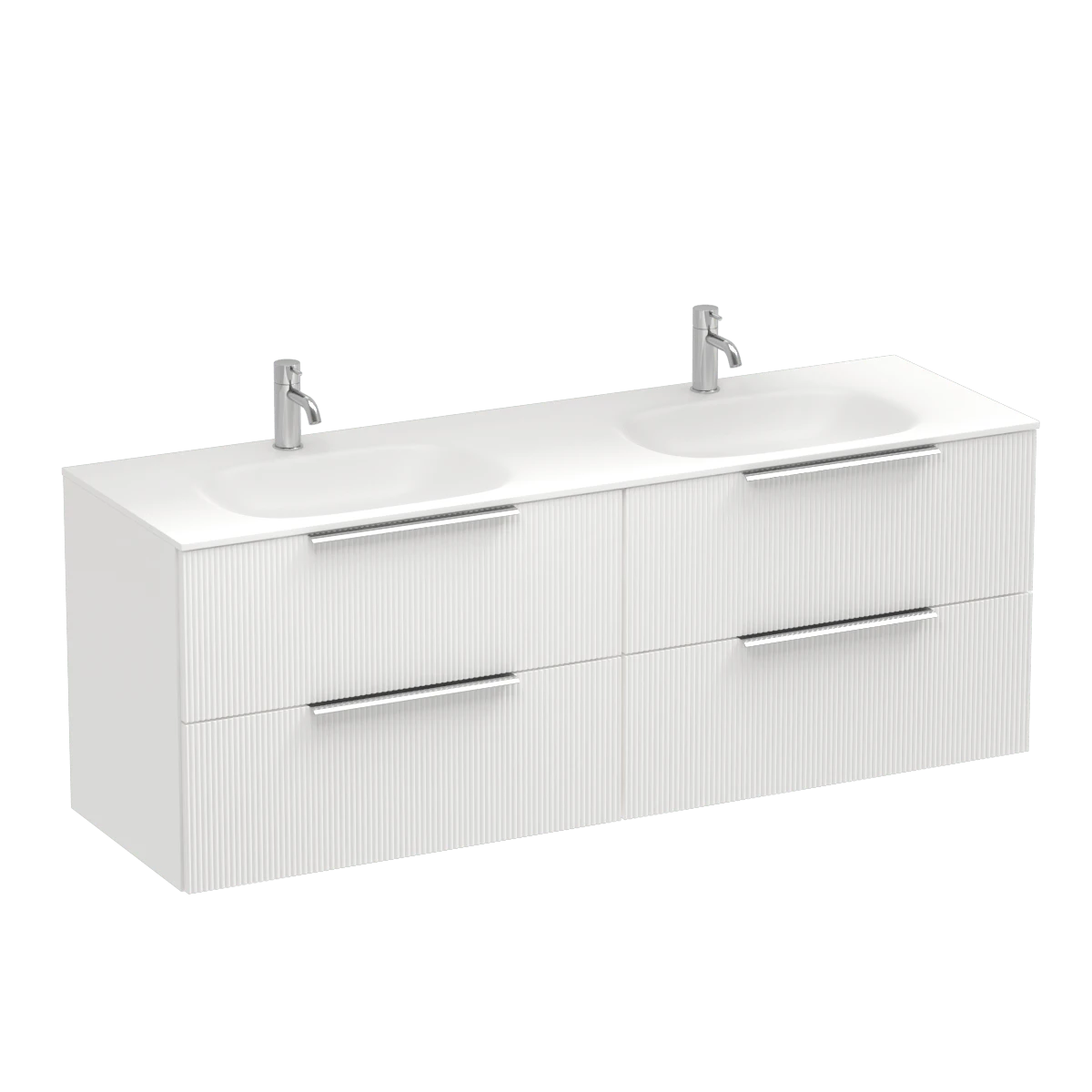 Ava Spio 1500 4 Drawer Wall Vanity Double Basin Lana Grey