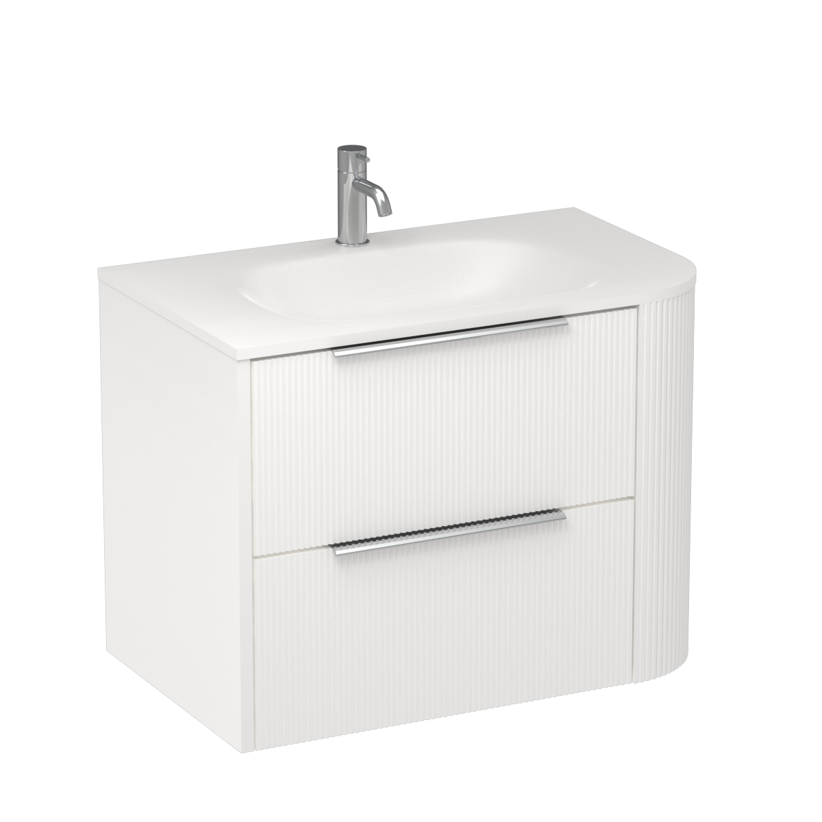 Ava Curve Spio 750 Left Corner 2 Drawer Vanity Tahoe Walnut