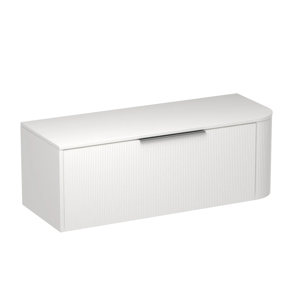 Ava Curve Opaco 1200 Left Corner 1 Drawer Vanity Centre Basin Concrete Grey / Tahoe Walnut