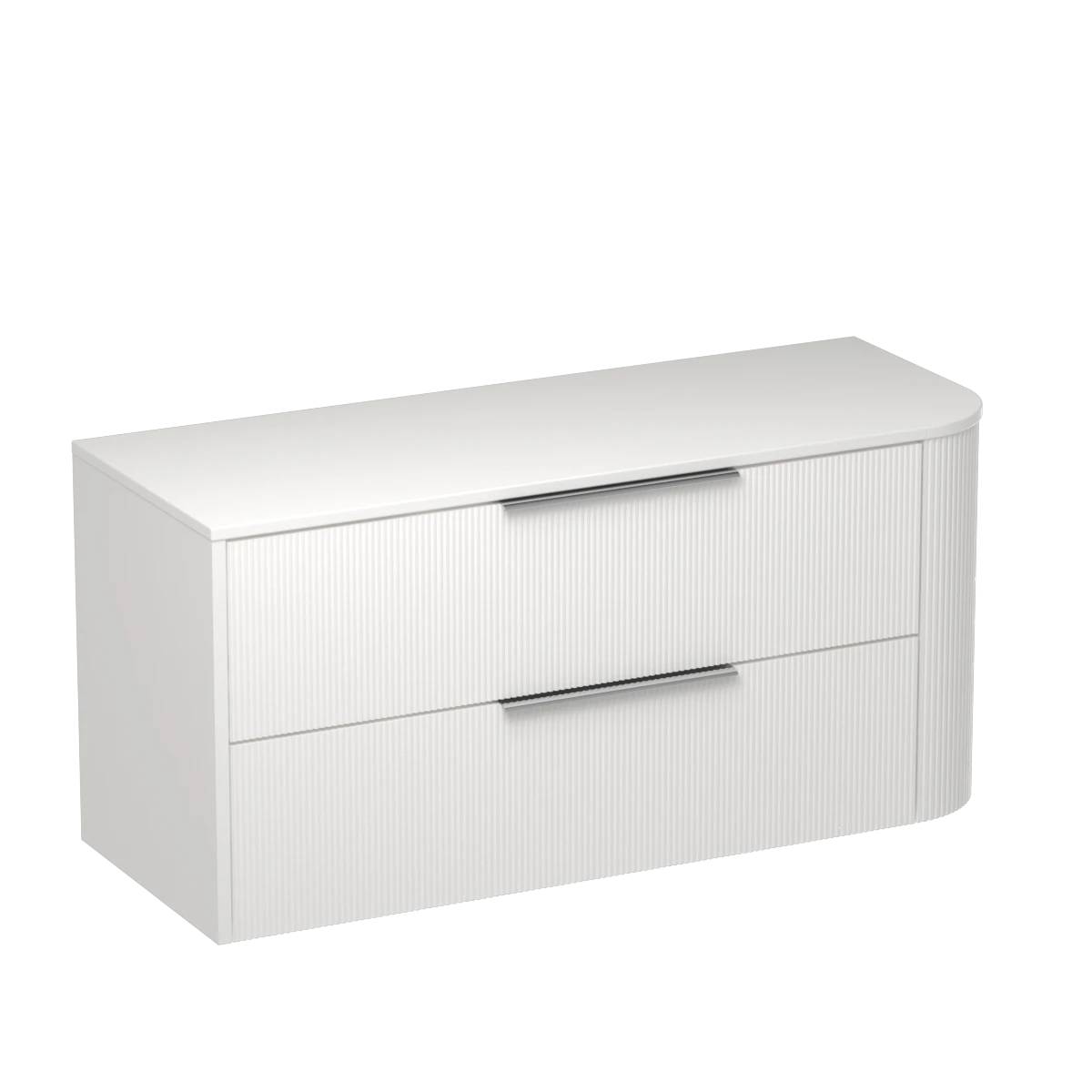 Ava Curve Opaco 1200 Left Corner 2 Drawer Vanity Centre Basin Concrete Grey / Atmoss