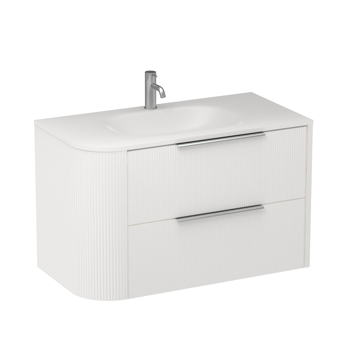 Ava Curve Spio 900 Right Corner 2 Drawer Vanity Lana Grey