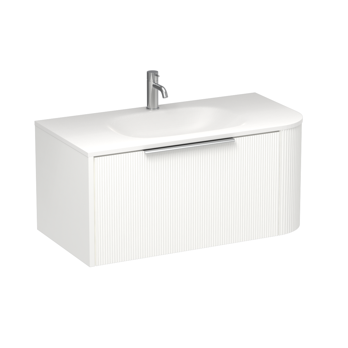 Ava Curve Spio 900 Left Corner 1 Drawer Vanity Tahoe Walnut