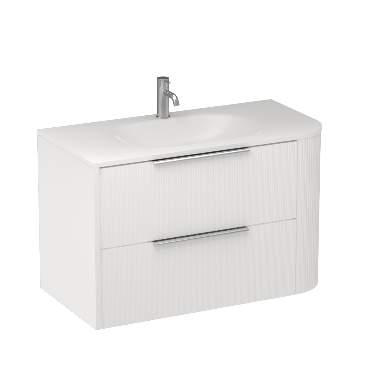 Ava Curve Spio 900 Left Corner 2 Drawer Vanity Tahoe Walnut