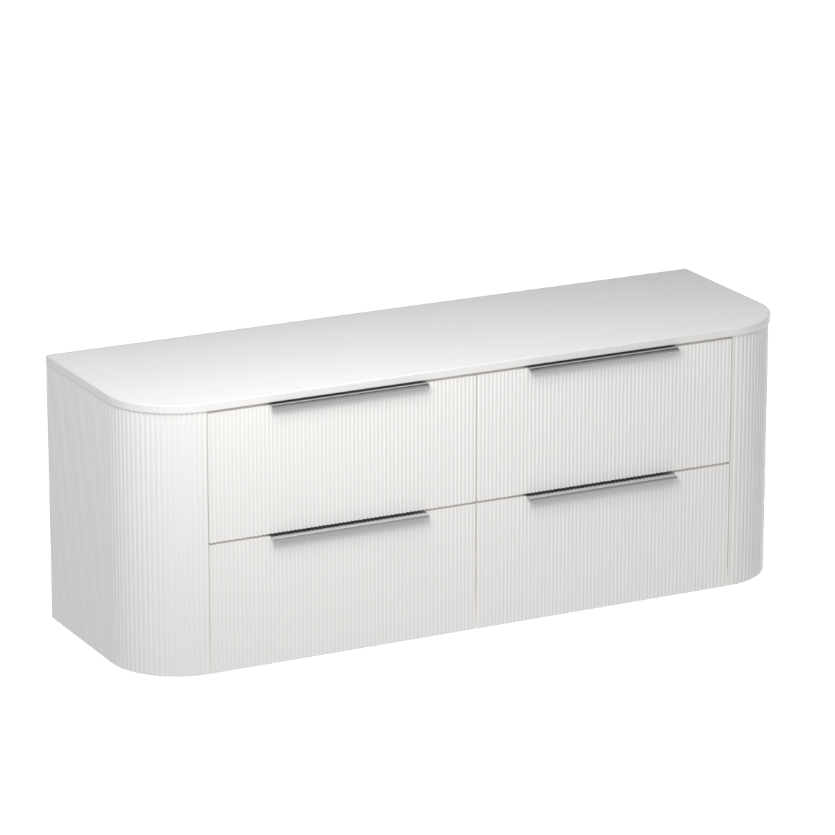 Ava Curve Opaco 1500 4 Drawer Vanity Right Basin Concrete Grey / Atmoss