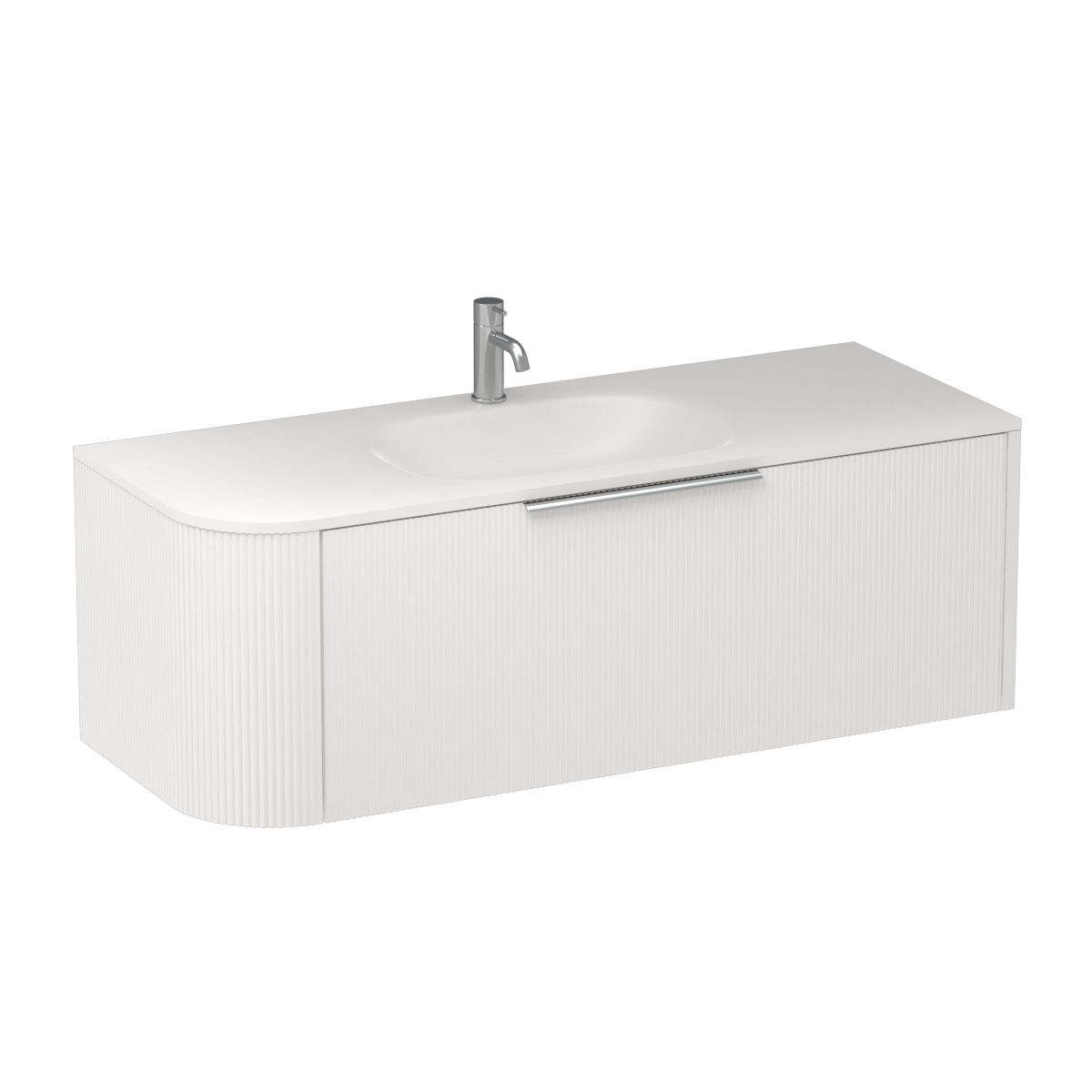 Ava Curve Spio 1200 Right Corner 1 Drawer Vanity Lana Grey