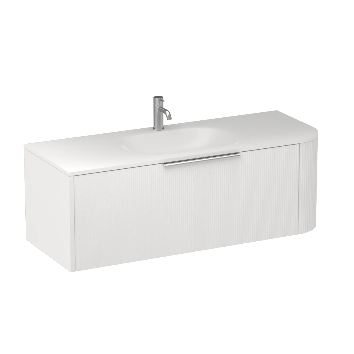 Ava Curve Spio 1200 Left Corner 1 Drawer Vanity Lana Grey