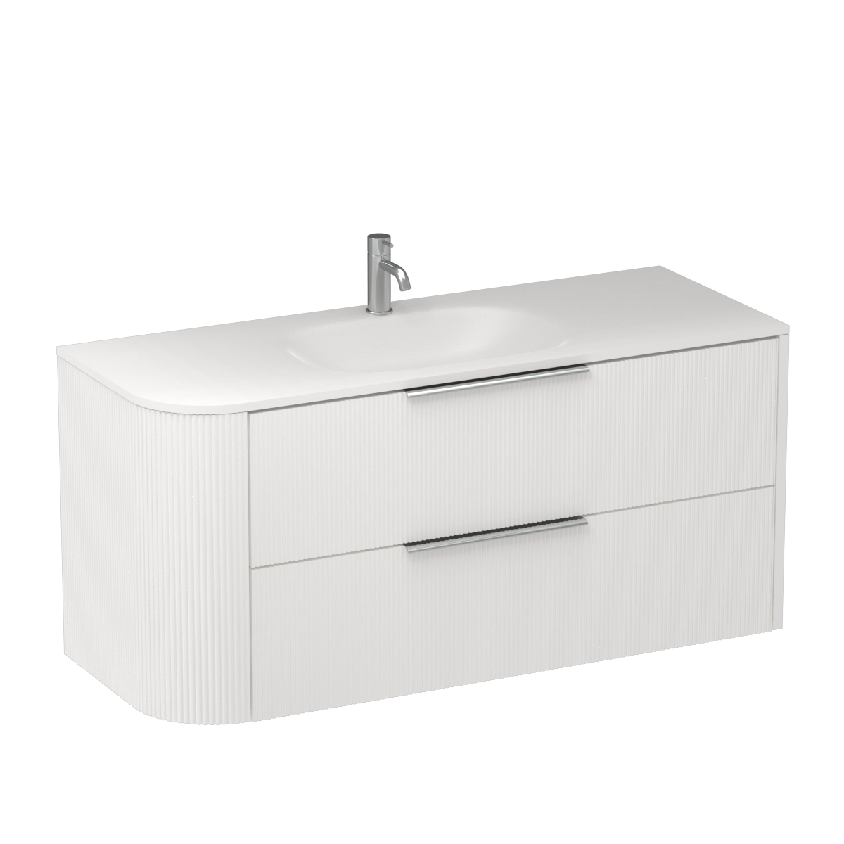 Ava Curve Spio 1200 Right Corner 2 Drawer Vanity Lana Grey