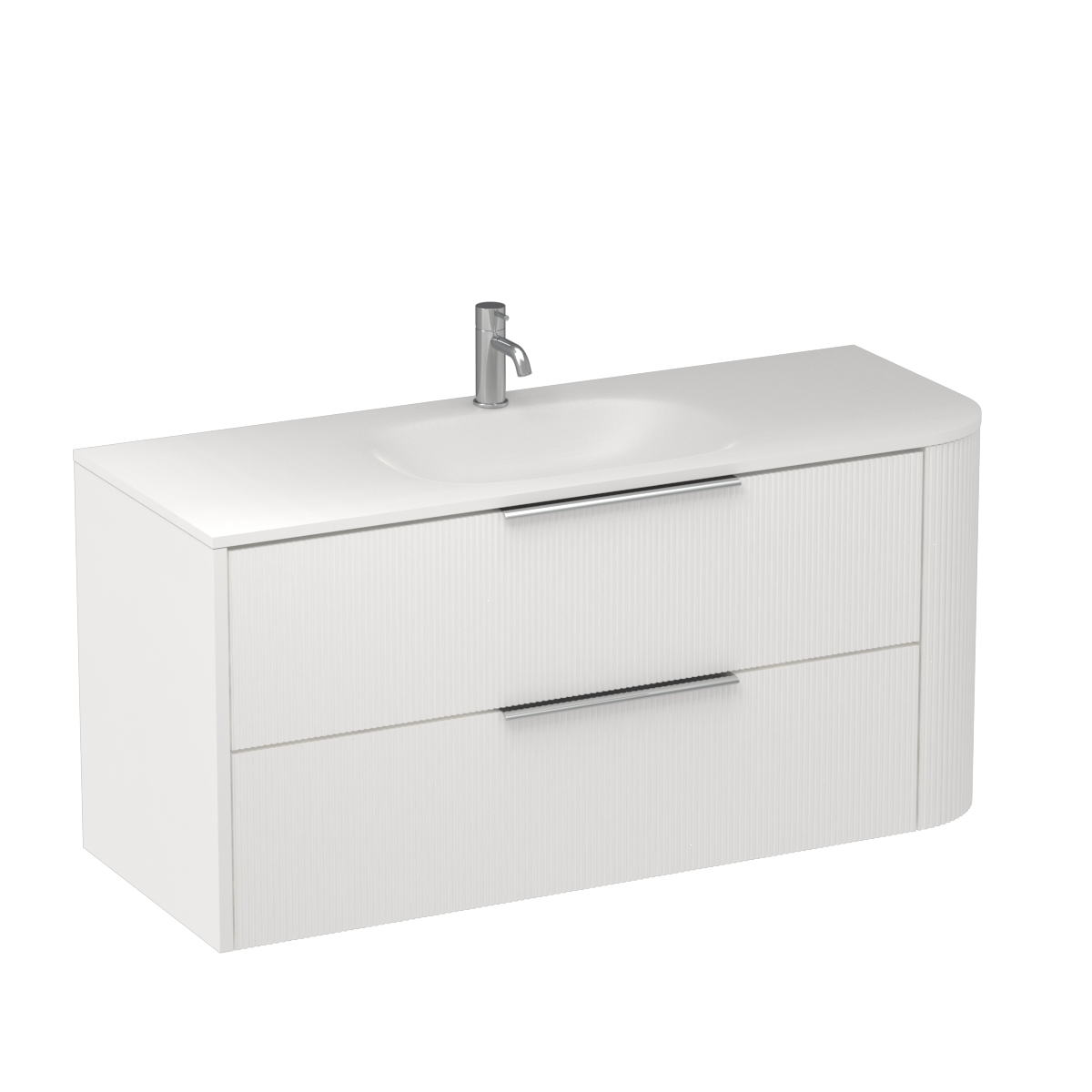 Ava Curve Spio 1200 Left Corner 2 Drawer Vanity Lana Grey