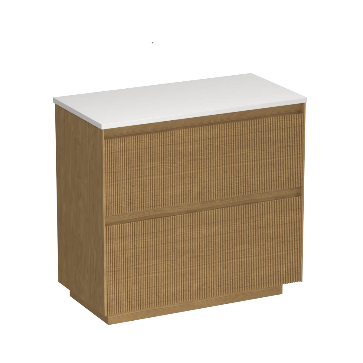 Strata Opaco 900 2 Drawer Floor Vanity Concrete Grey / Black Oak