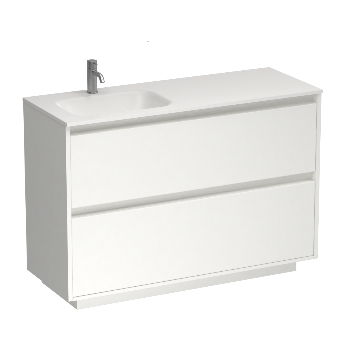 Prava Spio 1200 2 Drawer Floor Vanity Left Basin White Velvet