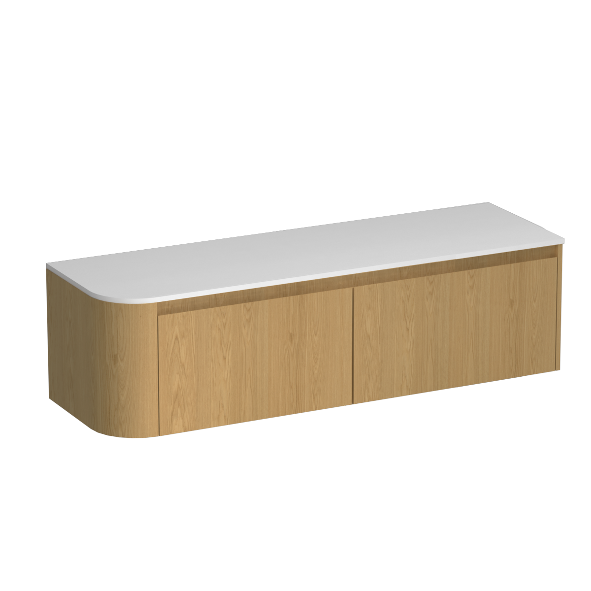 Stanza Curve Opaco 1500 Right Corner 2 Drawer Vanity Centre Basin Concrete Grey / Walnut