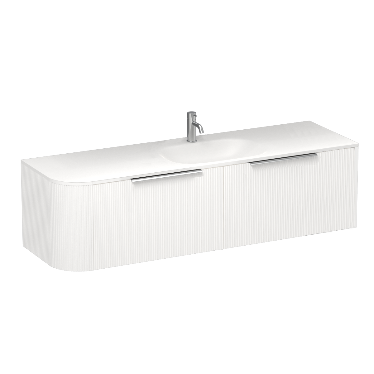 Ava Curve Spio 1500 Right Corner 2 Drawer Vanity Centre Basin Tusk