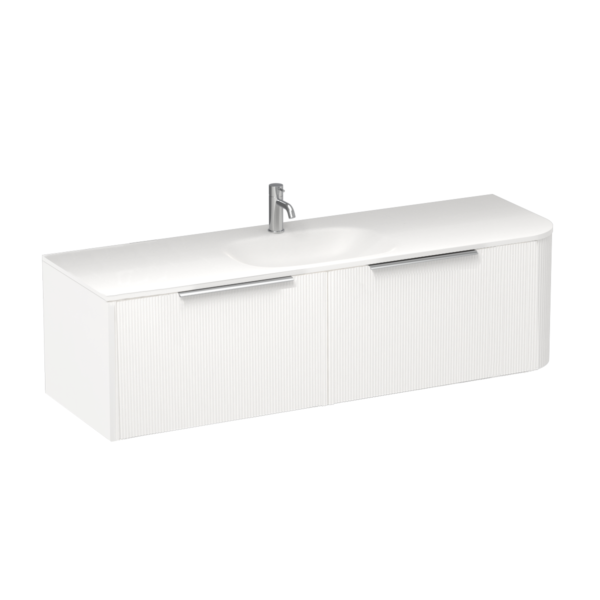 Ava Curve Spio 1500 Left Corner 2 Drawer Vanity Methven Oak