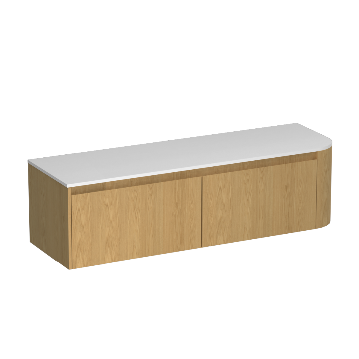 Stanza Curve Opaco 1500 Left Corner 2 Drawer Vanity Left Basin Concrete Grey / Natural Oak
