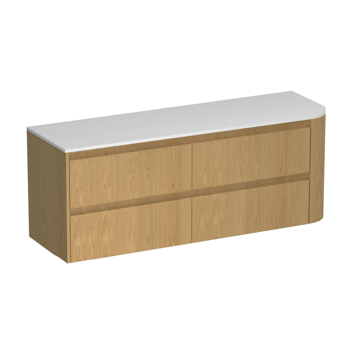 Stanza Curve Opaco 1500 Left Corner 4 Drawer Vanity Left Basin Concrete Grey / Walnut