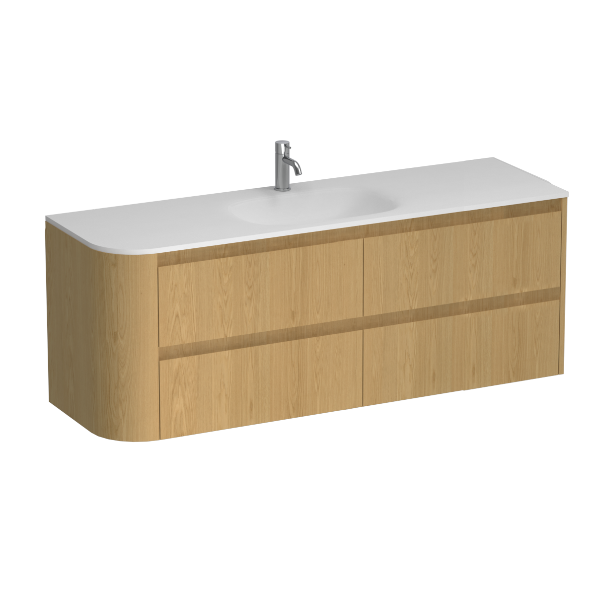 Stanza Curve Spio 1500 Right Corner 4 Drawer Vanity Smoke