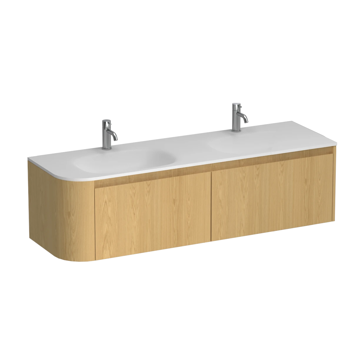 Stanza Curve Spio 1500 Right Corner 2 Drawer Vanity Double Basin Smoke