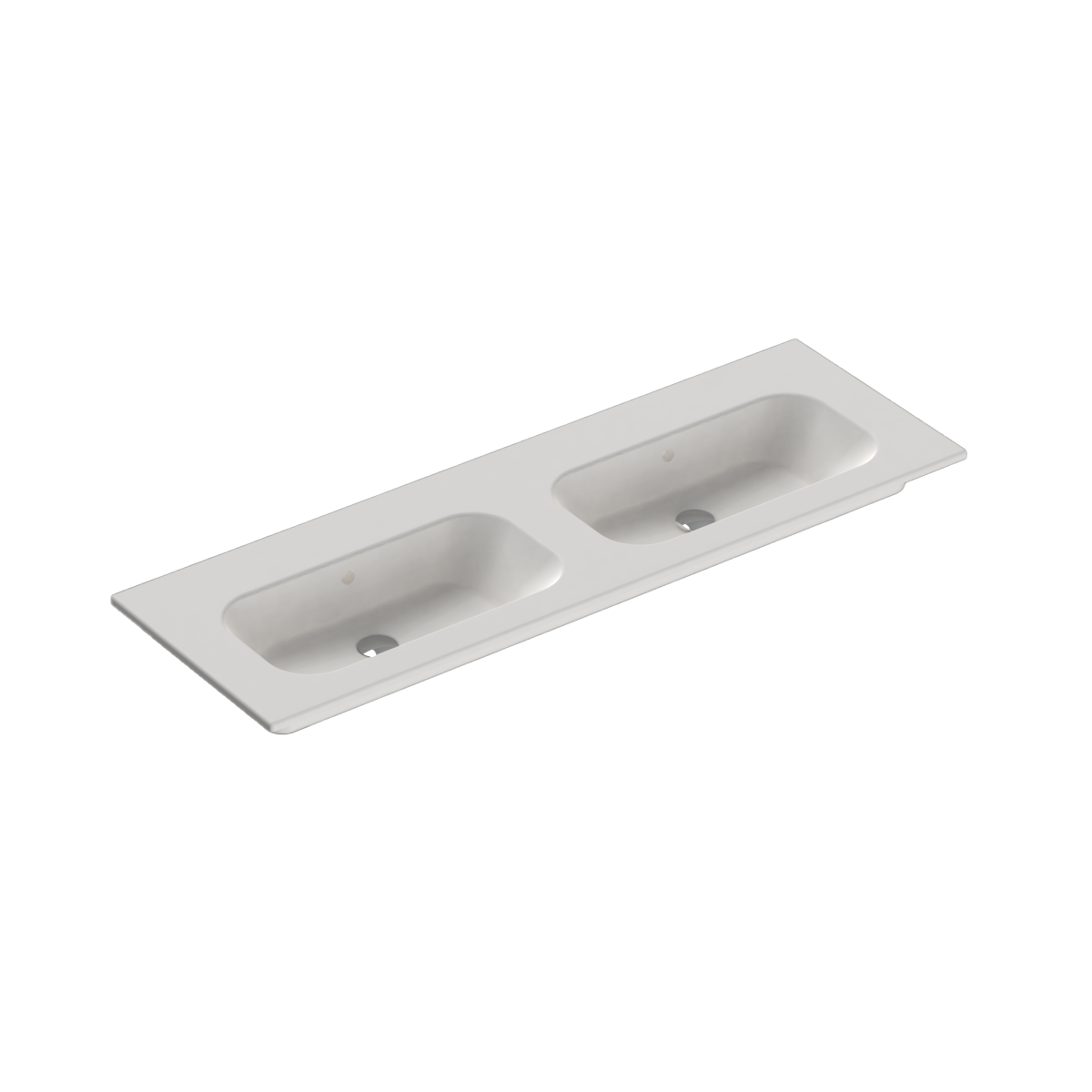 Casello 1400 Double Basin Vanity Top 2 Taphole Matt White