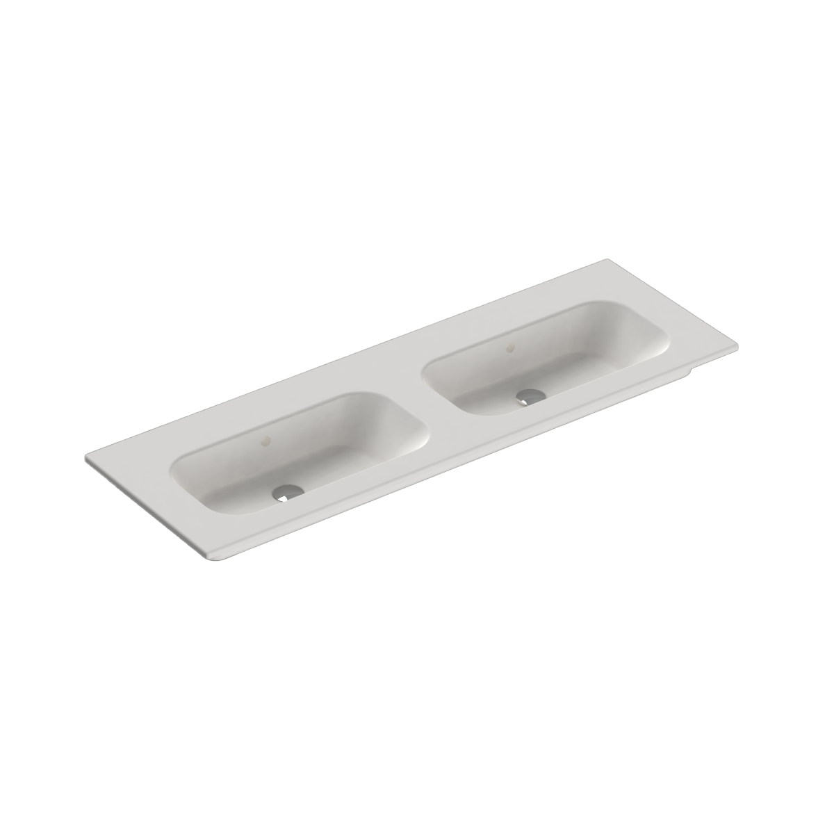 Casello 1400 Double Basin Vanity Top 2 Taphole Matt White