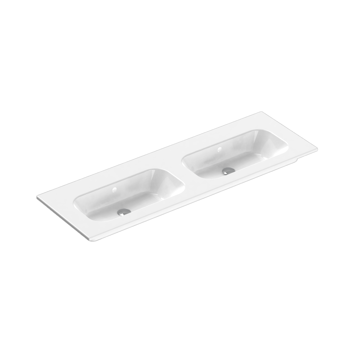 Casello 1400 Double Basin Vanity Top 2 Taphole Gloss White