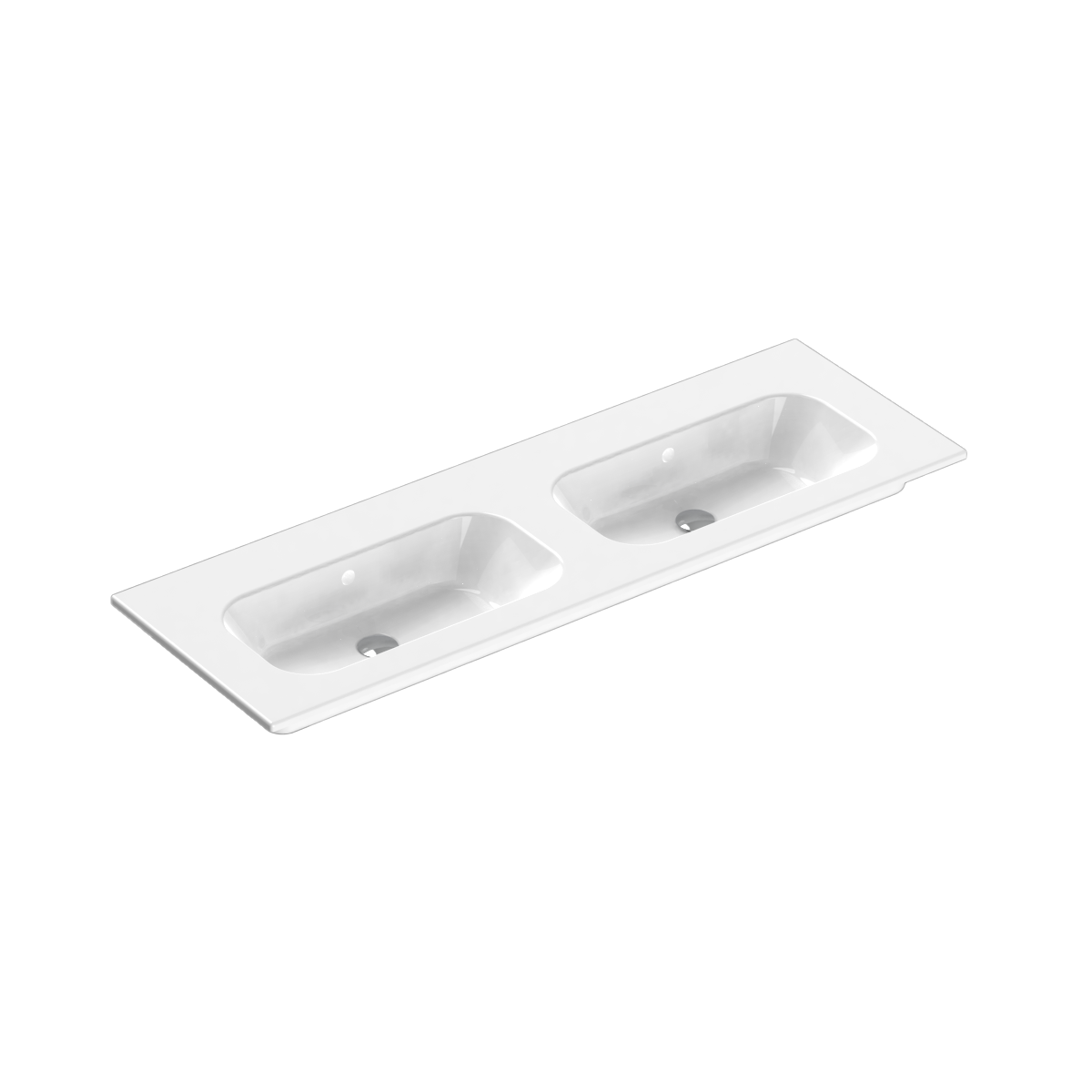 Casello 1400 Double Basin Vanity Top 2 Taphole Gloss White